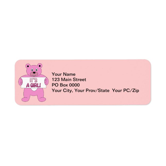 It's A Girl Pink Bear (Front)
