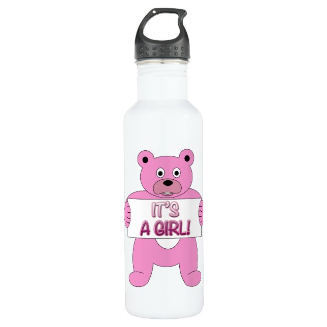 It's A Girl Pink Bear 710 Ml Water Bottle (Front)