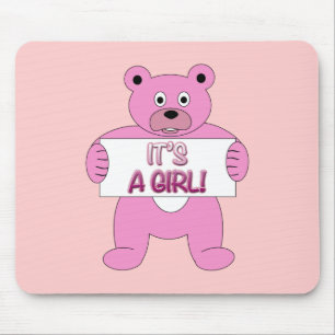 It's A Girl Pink Bear Mouse Mat