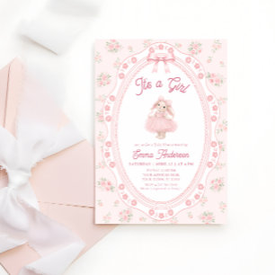 It's a Girl Pink Bunny Girl Baby Shower Invitation