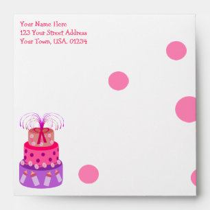 It's a Girl Pink Cake Baby Shower Envelopes