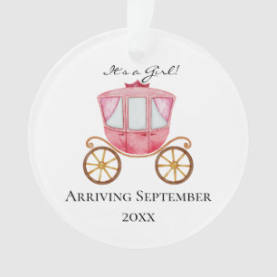 It's A Girl! Pink Carriage Pregnancy Announcement Ornament