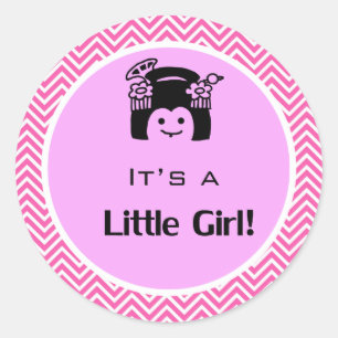 It's a girl pink chevron stickers.  baby birth classic round sticker