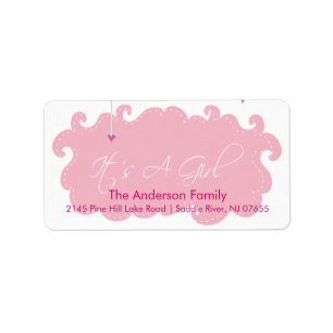 It's A Girl Pink Cloud address Label