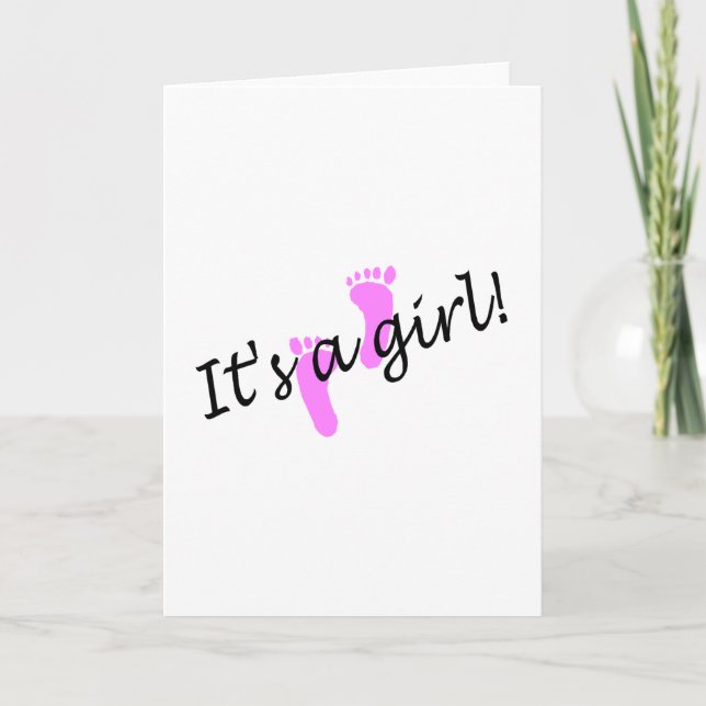 It's A Girl (Pink Feet) Announcement (Front)