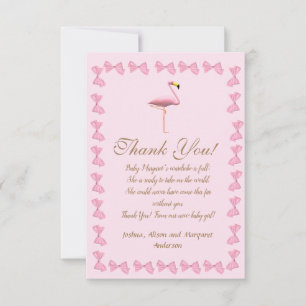 It's a Girl Pink Flamingo Baby Shower Thank You  Card