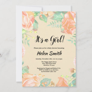 It's A Girl Pink Floral Baby Shower Invitation