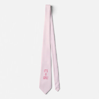 It's a Girl Pink Gingham Gender Reveal New Daddy Tie