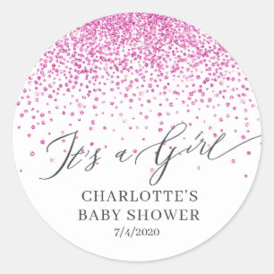 It's a Girl Pink Glitter Favour Sticker