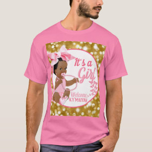 It's a Girl Pink & Gold Ethnic Baby Shower T-Shirt