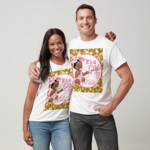 It's a Girl Pink & Gold Ethnic Baby Shower White T-Shirt