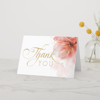 It's a Girl Pink Gold Floral Modern Baby Shower Thank You Card