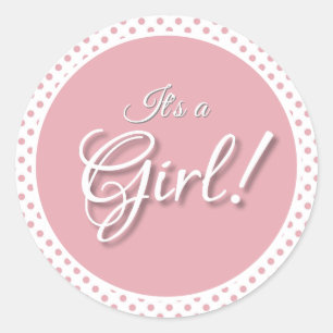 It's a Girl Pink Polka Dot Classic Round Sticker