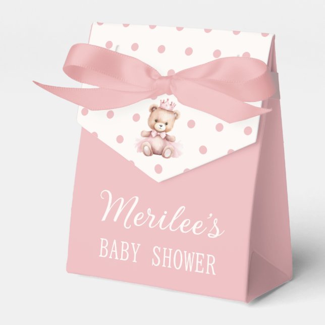 It's A Girl Pink Princess Bear Baby Shower Favour Box (Front Side)