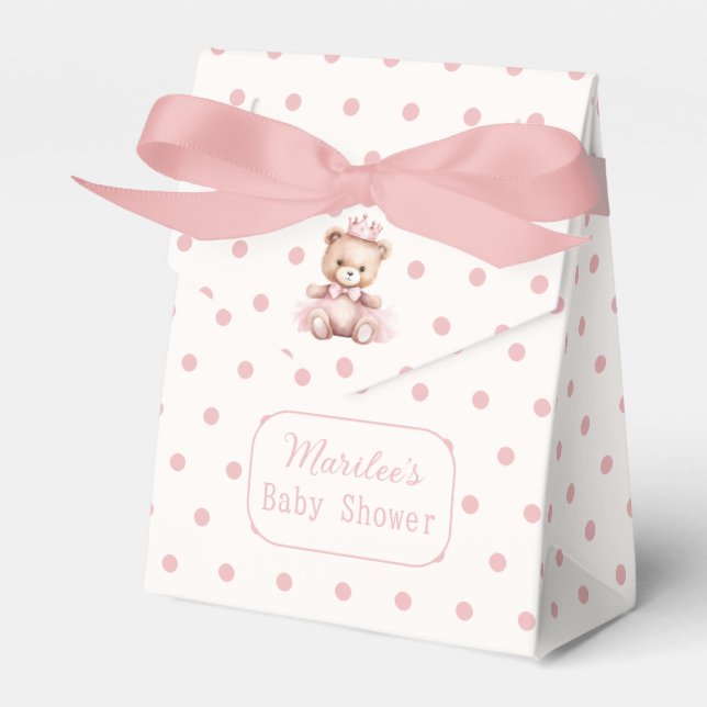 It's A Girl Pink Princess Bear Baby Shower Favour Box (Front Side)