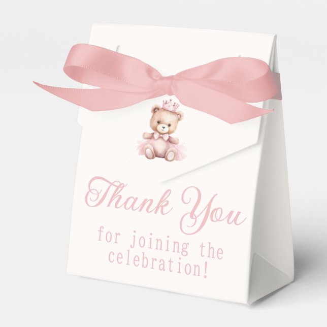It's A Girl Pink Princess Bear Baby Shower Favour Box (Front Side)