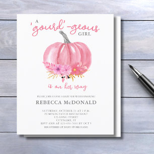 It's a Girl Pink Pumpkin Baby Shower Invitation Flyer