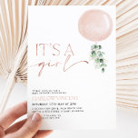 It's A Girl Pink Rose Gold Baby Shower Invitation<br><div class="desc">It's a girl! Pink balloon,  greenery and faux rose gold baby shower invitation.</div>