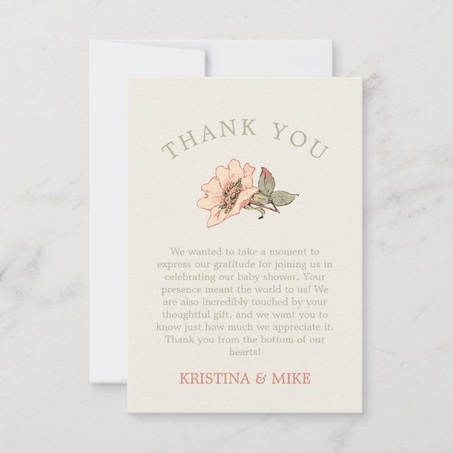 It's a Girl Pink Roses Baby Shower Thank You Card (Front)