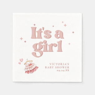It's a Girl Pink Simple Script Baby Shower  Napkin