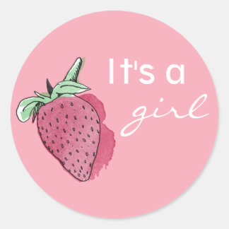It's A Girl Pink Strawberry Sticker