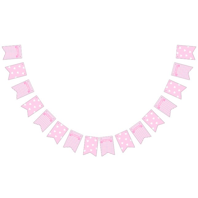It's a girl! | Pink Stripes & Hearts Birthday Bunting (All)