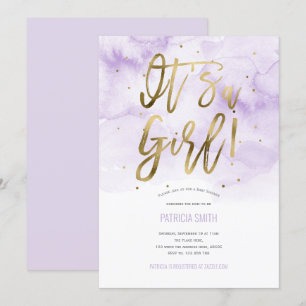 Its a girl, pink, Watercolor, Baby Girl Shower Invitation