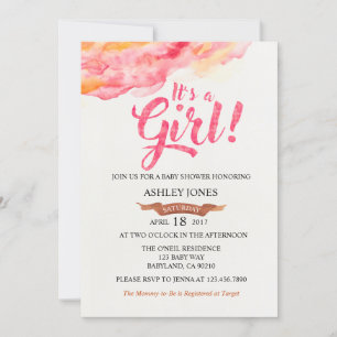 It's A Girl Pink Watercolor Baby Shower invitation