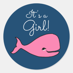 It's a Girl Pink Whale Sticker
