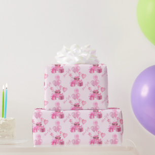 It's a girl pink with balloons personalised wrapping paper