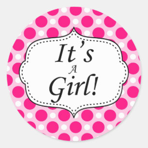 Its A Girl Polka Dot Milestone Classic Round Sticker