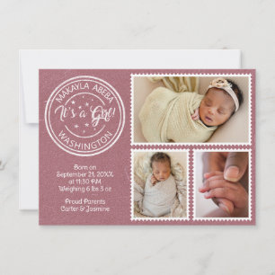 It's a Girl! Postage Stamps Announcement