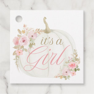 It's a girl pumpkin rose baby shower gift tags