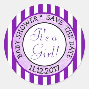 Its a Girl Purple Baby Shower Sticker