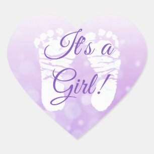 It's a Girl Purple Baby shower Stickers