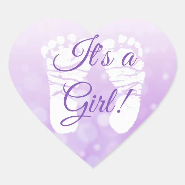 It's a Girl Purple  Baby shower Stickers (Front)