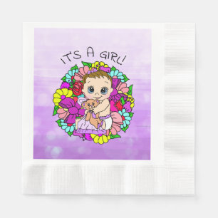 It's a Girl, Purple Girl's Baby Shower Napkin