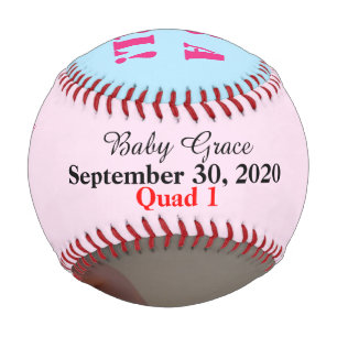 It's a Girl Quad Birth Stat Photo Baseball
