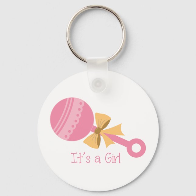 Its A Girl Rattle Key Ring (Front)