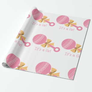 Its A Girl Rattle Wrapping Paper