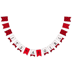 It's a Girl, red Ladybug Baby Shower Banner