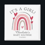 It's A Girl Red Pink Heart Rainbow Magnet<br><div class="desc">Modern it's a girl rainbow design featuring a red & pink rainbow with red hearts for a girls baby shower.</div>