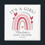 It's A Girl Red Pink Heart Rainbow Magnet<br><div class="desc">Modern it's a girl rainbow design featuring a red & pink rainbow with red hearts for a girls baby shower.</div>