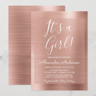 It's a Girl! - Rose Gold Foil Baby Shower Invitation
