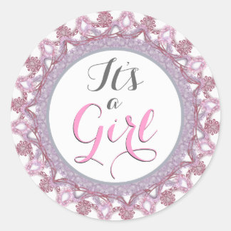 It's a Girl Round Sticker
