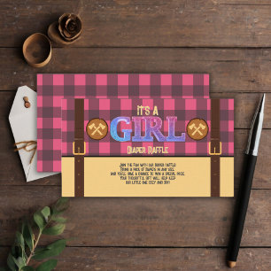 It's a girl Rustic Lumberjack Flannel Baby Shower Enclosure Card