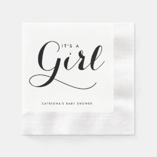 It's a Girl   Script Baby Shower Paper Napkin