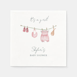 Its a Girl Simple Clothes Watercolor Baby Shower  Napkin