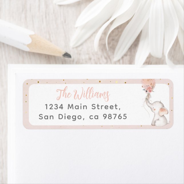 It's a Girl Simple Elephant & Balloon Baby Shower  (Insitu)