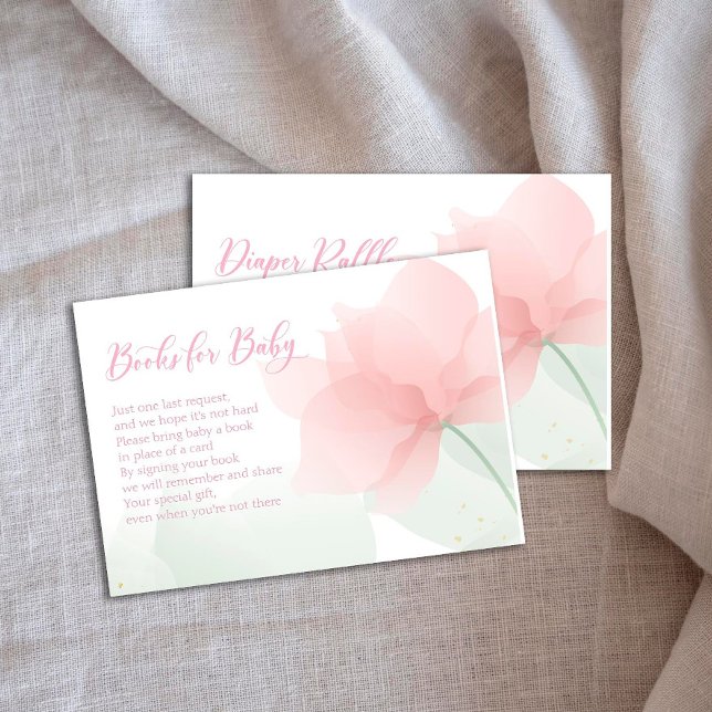 It's a Girl Soft Blush Pink Flowers Books for Baby Enclosure Card (Creator Uploaded)